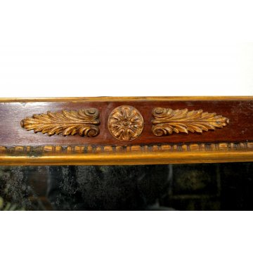 ANTICA SPECCHIERA RETTANGOLARE PARETE LEGNO INSERTI DORATI STILE CARLOX ANNI '50