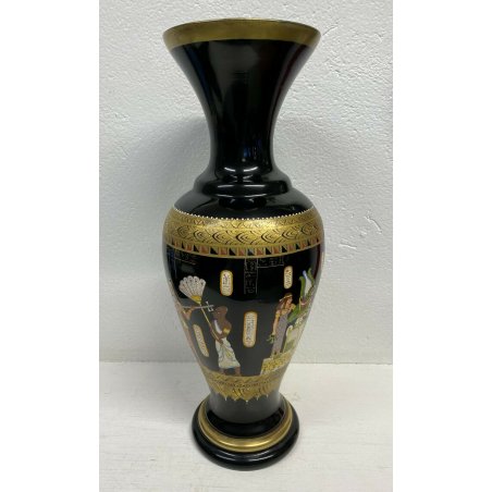 VASO CENTROTAVOLA DESIGN VETRO SCURO MURANO EGIZIO NERO VINTAGE EPOCA 1960