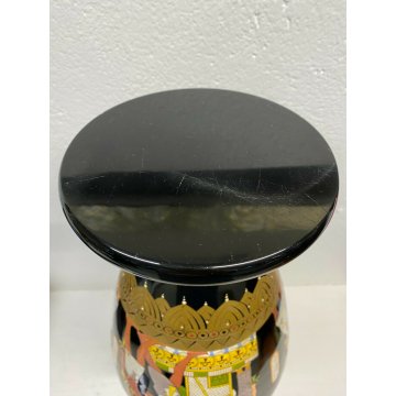 VASO CENTROTAVOLA DESIGN VETRO SCURO MURANO EGIZIO NERO VINTAGE EPOCA 1960