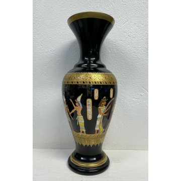 VASO CENTROTAVOLA DESIGN VETRO SCURO MURANO EGIZIO NERO VINTAGE EPOCA 1960