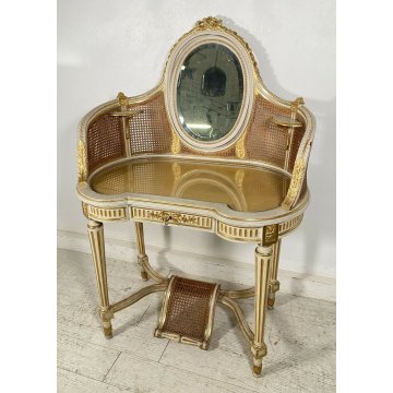 ANTICA PETINEUSE SPECCHIERA BIANCA FOGLIA ORO LUIGI FILIPPO LEGNO PETTINIERA 900