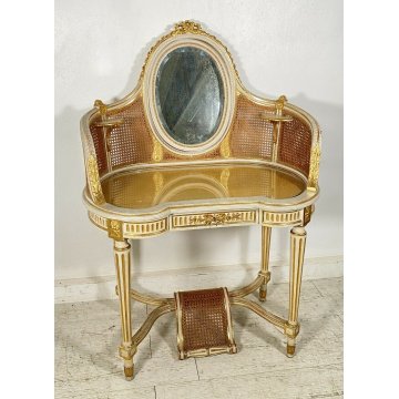 ANTICA PETINEUSE SPECCHIERA BIANCA FOGLIA ORO LUIGI FILIPPO LEGNO PETTINIERA 900