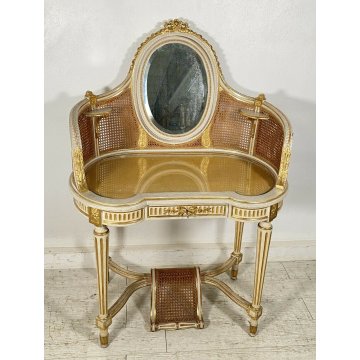 ANTICA PETINEUSE SPECCHIERA BIANCA FOGLIA ORO LUIGI FILIPPO LEGNO PETTINIERA 900