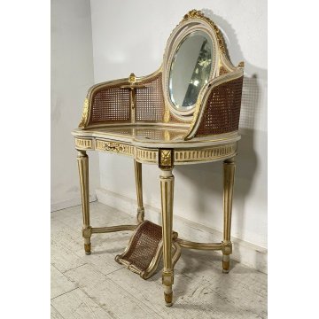 ANTICA PETINEUSE SPECCHIERA BIANCA FOGLIA ORO LUIGI FILIPPO LEGNO PETTINIERA 900