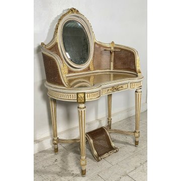 ANTICA PETINEUSE SPECCHIERA BIANCA FOGLIA ORO LUIGI FILIPPO LEGNO PETTINIERA 900
