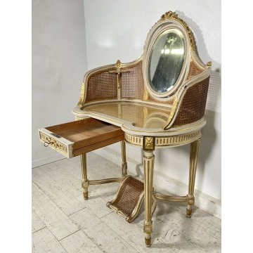 ANTICA PETINEUSE SPECCHIERA BIANCA FOGLIA ORO LUIGI FILIPPO LEGNO PETTINIERA 900