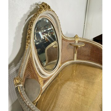 ANTICA PETINEUSE SPECCHIERA BIANCA FOGLIA ORO LUIGI FILIPPO LEGNO PETTINIERA 900