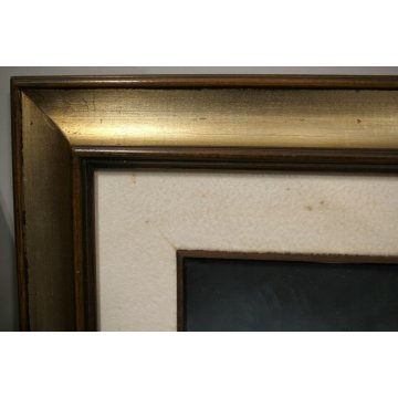 GRANDE QUADRO OLIO TELA N. Mucci PAESAGGIO MONTAGNA con FIGURA NEVE ONIRICO 900