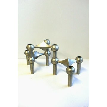 SET 3 PORTACANDELE DESIGN Nagel&Stoffi per BMF Germania MODULAR CENTERPIECE 1960