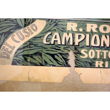 ANTICO MANIFESTO PUBBLICITARIO LIBERTY LAGO D'ORTA  R.Rowing Club Italiano 1909