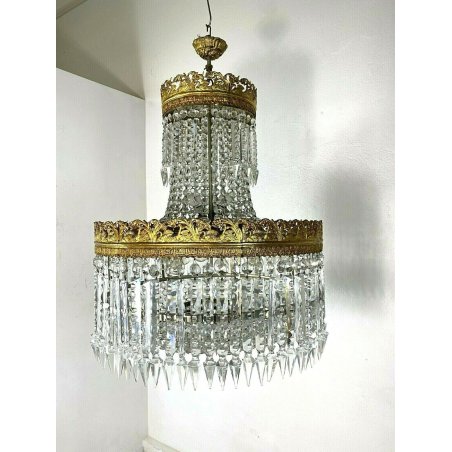 LAMPADARIO SOFFITTO CASCATA GOCCE CRISTALLO MURANO STILE IMPERO HANGIG LAMP ?50