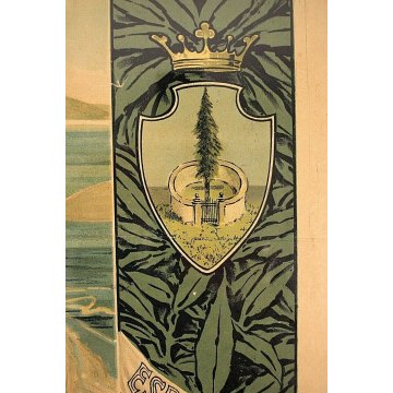 ANTICO MANIFESTO PUBBLICITARIO LIBERTY LAGO D'ORTA  R.Rowing Club Italiano 1909