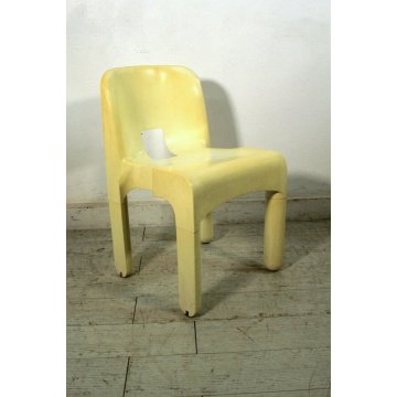 SEDIA DESIGN Joe Colombo PER Kartell PLASTICA BIANCO/PANNA MOD.4867 VINTAGE 60's