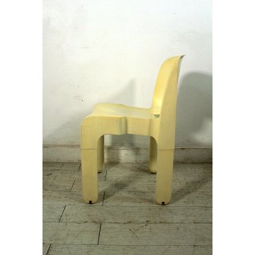 SEDIA DESIGN Joe Colombo PER Kartell PLASTICA BIANCO/PANNA MOD.4867 VINTAGE 60's