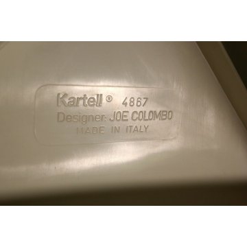 SEDIA DESIGN Joe Colombo PER Kartell PLASTICA BIANCO/PANNA MOD.4867 VINTAGE 60's