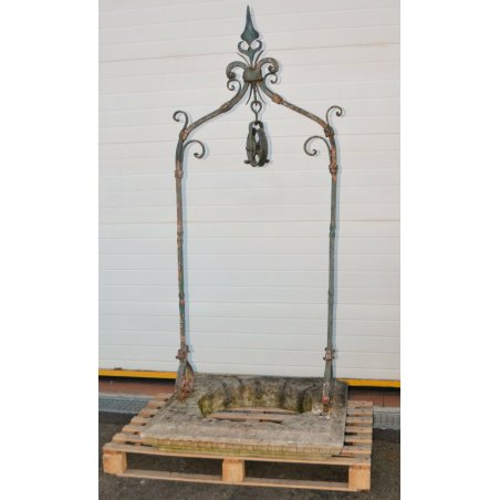 ANTICO ARCO FERRO BATTUTO epoca 1700 PIETRA ARENARIA x POZZO GIARDINO FONTANA