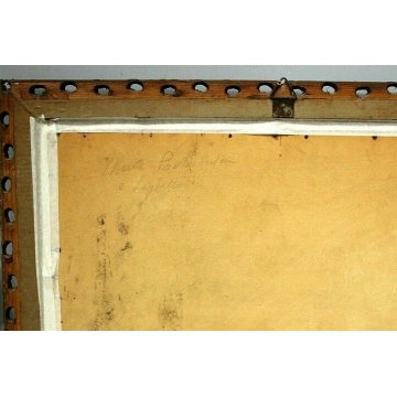 ANTICO QUADRO DIPINTO OLIO G.Bonacina PAESAGGIO MONTE Pontresina e Laghetto '900