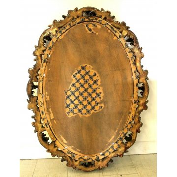 ANTICO DIPINTO OLIO OVALE Maria Gesù bambino RELIGIOSO CORNICE ORO ROCCOCO' '800