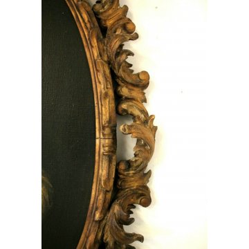 ANTICO DIPINTO OLIO OVALE Maria Gesù bambino RELIGIOSO CORNICE ORO ROCCOCO' '800