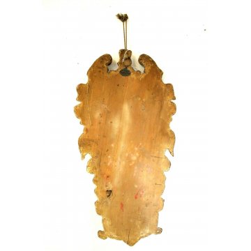 ANTICA PICCOLA SPECCHIERA VENEZIANA CORNICE PUTTI SAGOMATA LACCATA DORATA 