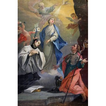 ANTICO GRANDE DIPINTO OLIO TELA Andrea Zapelloni RELIGIOSO 150x230cm STRESA '900