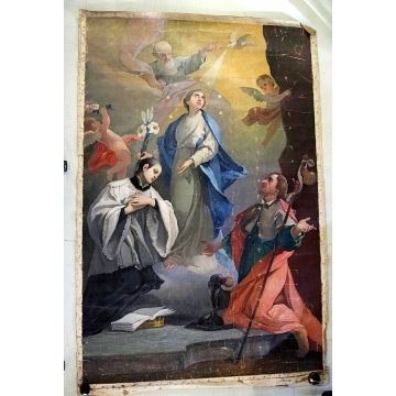 ANTICO GRANDE DIPINTO OLIO TELA Andrea Zapelloni RELIGIOSO 150x230cm STRESA '900