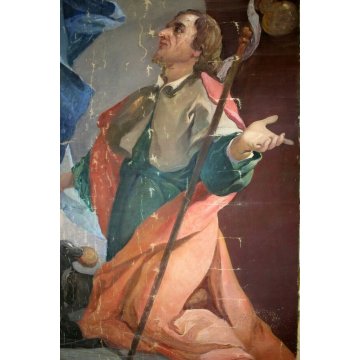 ANTICO GRANDE DIPINTO OLIO TELA Andrea Zapelloni RELIGIOSO 150x230cm STRESA '900