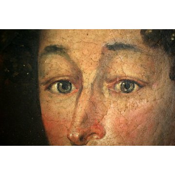 ANTICO GRANDE DIPINTO OLIO TELA RITRATTO DI GIOVANE NOBILDONNA FIGURA '800