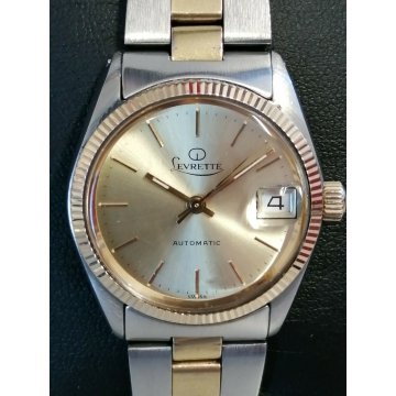 LEVRETTE Automatic OROLOGIO POLSO vintage ACCIAIO ORO 1990 OLD LADY WRIST WATCH
