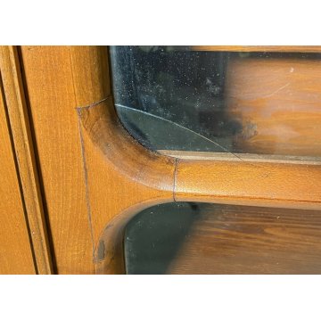 ANTICA CREDENZA OTTOCENTO LUIGI FILIPPO 1800 LEGNO NOCE DISPENSA ALZATA VETRO 