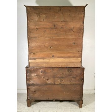 ANTICA CREDENZA OTTOCENTO LUIGI FILIPPO 1800 LEGNO NOCE DISPENSA ALZATA VETRO 