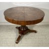 ANTICO TAVOLO ROTONDO 2 CASSETTI LEGNO NOCE INTARSIATO STELLA EPOCA 1800 TABLE 