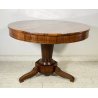 ANTICO TAVOLO ROTONDO 2 CASSETTI LEGNO NOCE INTARSIATO STELLA EPOCA 1800 TABLE 