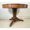 ANTICO TAVOLO ROTONDO 2 CASSETTI LEGNO NOCE INTARSIATO STELLA EPOCA 1800 TABLE 