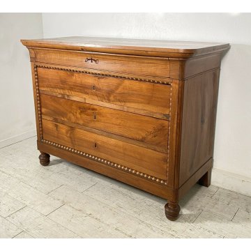 ANTICO COMÒ UMBERTINO 1800 CASSETTONE LEGNO NOCE 4 CASSETTI GUARDAROBA CAMERA 