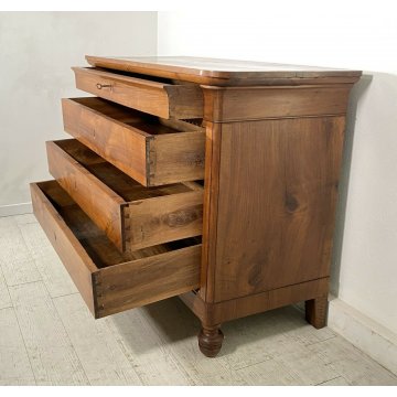 ANTICO COMÒ UMBERTINO 1800 CASSETTONE LEGNO NOCE 4 CASSETTI GUARDAROBA CAMERA 