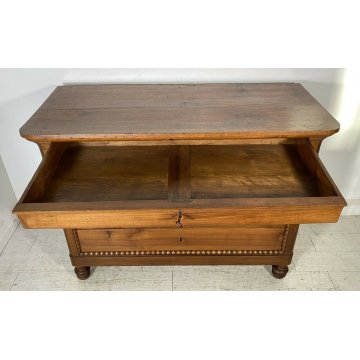 ANTICO COMÒ UMBERTINO 1800 CASSETTONE LEGNO NOCE 4 CASSETTI GUARDAROBA CAMERA 