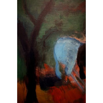QUADRO DIPINTO OLIO TELA D'Accardi Cavalli lunari NOTTE POSTESPRESSIONISTA 1970