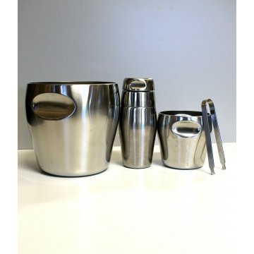 Alessi COOLER&SHAKER BAR SET VINTAGE COCKTAIL CHAMPAGNE WINE ICE BUCKET PINZE