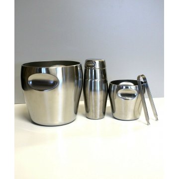 Alessi COOLER&SHAKER BAR SET VINTAGE COCKTAIL CHAMPAGNE WINE ICE BUCKET PINZE