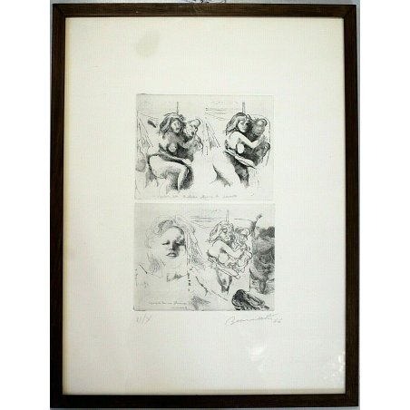 STAMPA MULTIPLO INCISIONE LITOGRAFIA N° II/X Benedetto Mario '66 NUDO ARTISTICO