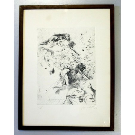 LITOGRAFIA Benedetto Mario NUDO ARTISTICO STAMPA MULTIPLO NUMERATA VI/X 1966  