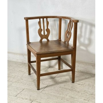 ANTICA SEDIA SCHIENALE DOPPIO AD ANGOLO LEGNO NOCE LIBERTY DOPPIO PRIMI 1900 OLD