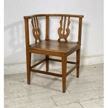 ANTICA SEDIA SCHIENALE DOPPIO AD ANGOLO LEGNO NOCE LIBERTY DOPPIO PRIMI 1900 OLD
