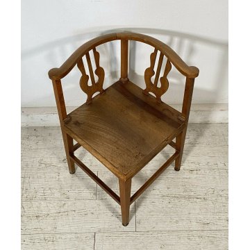 ANTICA SEDIA SCHIENALE DOPPIO AD ANGOLO LEGNO NOCE LIBERTY DOPPIO PRIMI 1900 OLD