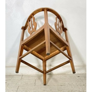 ANTICA SEDIA SCHIENALE DOPPIO AD ANGOLO LEGNO NOCE LIBERTY DOPPIO PRIMI 1900 OLD
