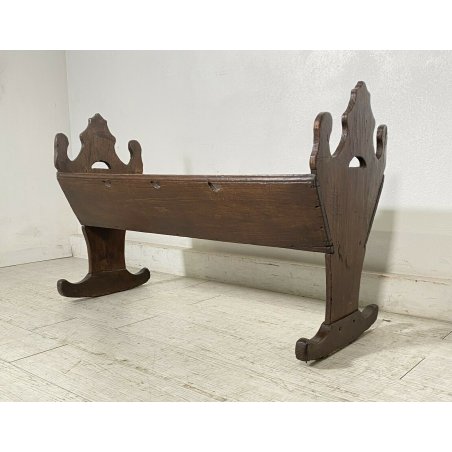 ANTICA CULLA 1800 LEGNO NOCE PIEMONTESE PORTA FIORI BAMBINO LETTINO DONDOLO OLD 