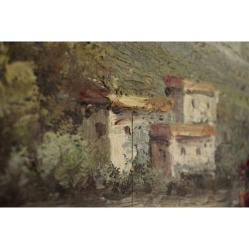 GRANDE DIPINTO OLIO TELA Luciano Lutring Benvenuta Primavera VEDUTA LAGO 120x90