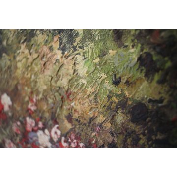 GRANDE DIPINTO OLIO TELA Luciano Lutring Benvenuta Primavera VEDUTA LAGO 120x90