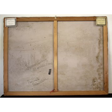 GRANDE DIPINTO OLIO TELA Luciano Lutring Benvenuta Primavera VEDUTA LAGO 120x90